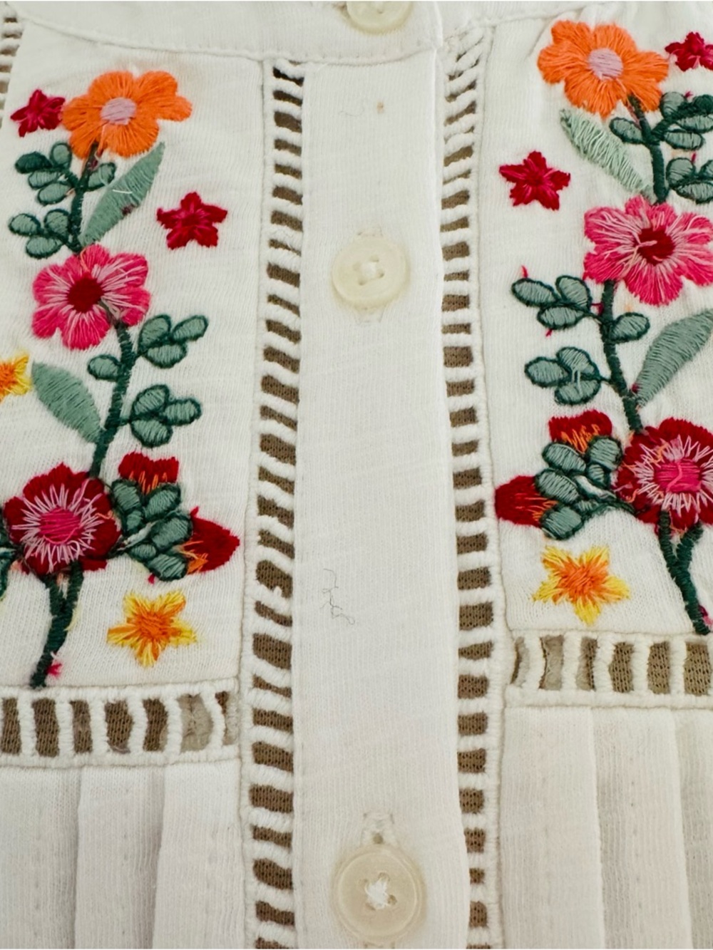 Boden Embroidered Floral Button Front Top - Picture 5 of 10